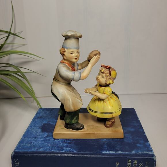 Vintage Lefton Pat-A-Cake Nursery Figurine Baker & Girl #1248 - Picture 1 of 5
